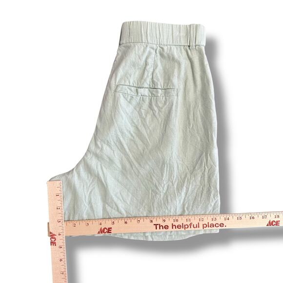 Abercrombie & Fitch Linen Blend Pleated High Rise Shorts Women’s S Sage Green - Picture 5 of 12